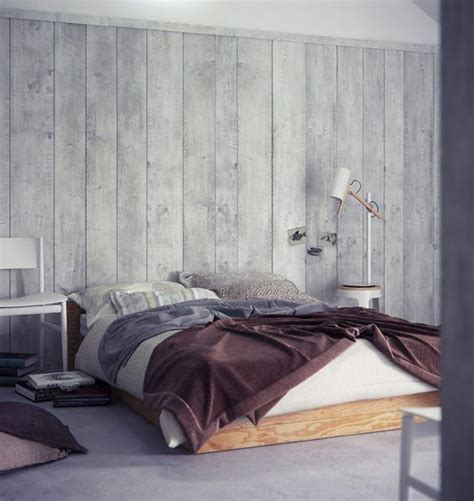 Grey Wood Panel Bedroom Walls