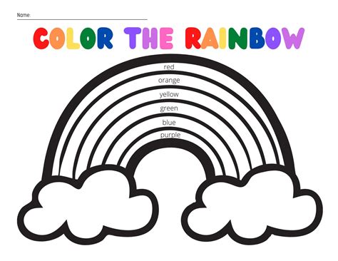 English Worksheet Color The Rainbow
