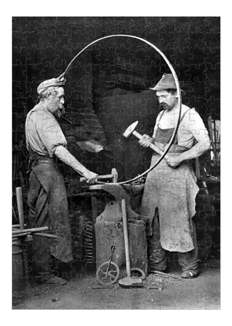 Print Of Blacksmiths C1903 Two Blacksmiths Making A Metal Hoop