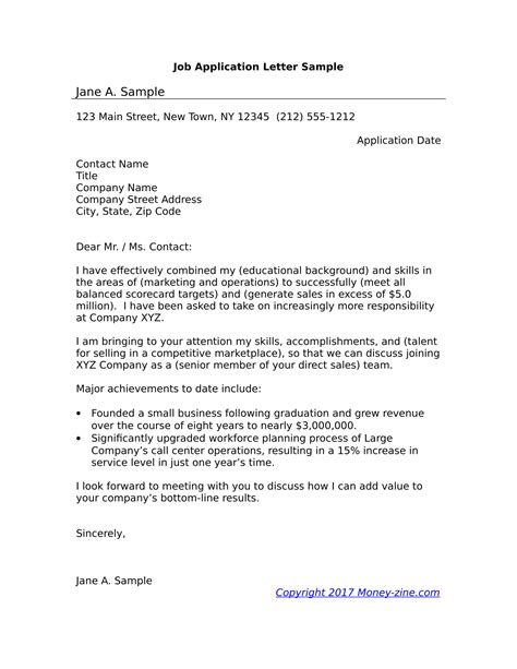 Job Application Letter Examples