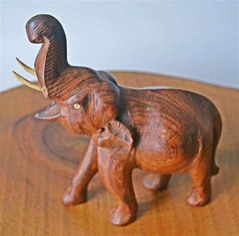 Vintage Wood Elephants, Collection Of Hand Carved Animals