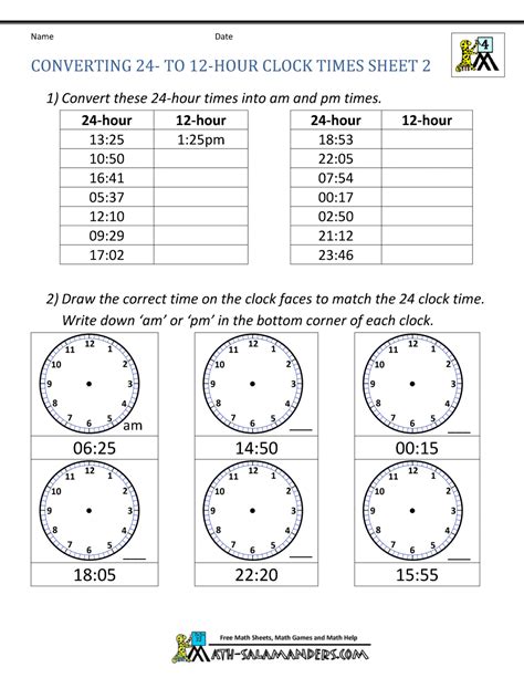 Maybe you would like to learn more about one of these? 24 Hour Clock Conversion Worksheets
