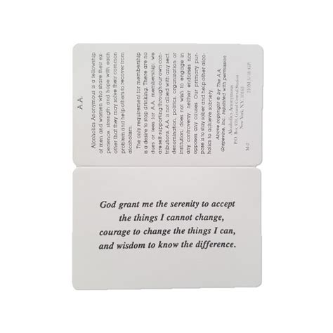 Aa Wallet Size Cards Alcoholics Anonymous Literature