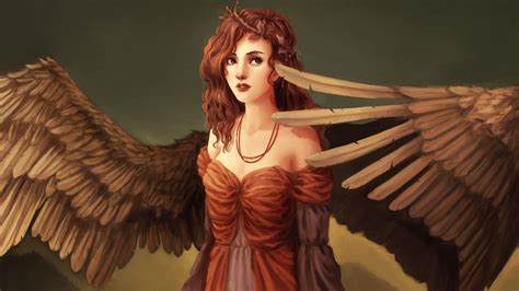 Fantasy Art Girl Wings Angel Red Hair Curls Wallpaper Girls