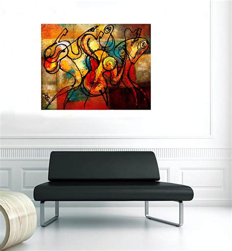 Large Wall Home Decor Jazz Music Canvas Abstract Stretched Ready To