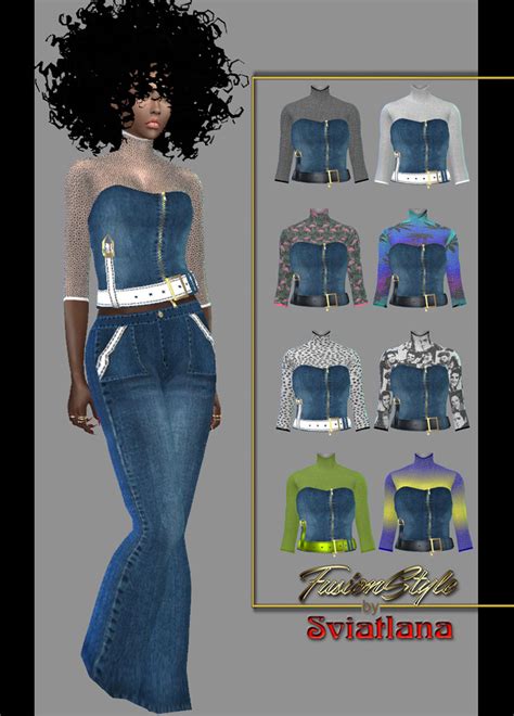 Sims 4 Cc Finds Fusionstyle By Sviatlana Denim Clothing Set 1
