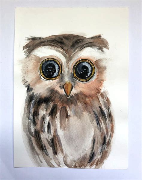 Hooty Hoo Owl Watercolor Painting Cute Owl Soft Watercolor Etsy In