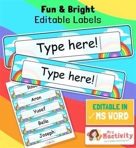 Rainbow Classroom Tray And Peg Labels Rainbow Display Resources