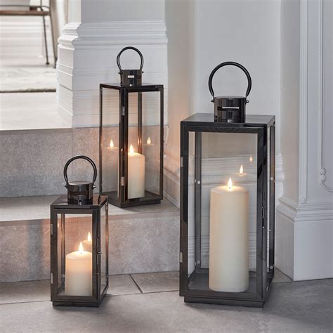 Stainless Steel Candle Lantern Trio With Truglow Candles Lights4fun