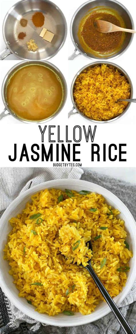 Rice generally takes a 1:2 ratio (rice:water), but the more you increase the rice, the less the water ratio gets (so if cooking larger quantities you need less water). Yellow Jasmine Rice | Recipe | Food dishes, Cooking ...