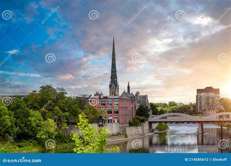 Historic City Center Of Cambridge Ontario Canada Stock Photo Image