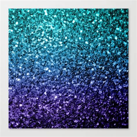 Beautiful Aqua Blue Ombre Glitter Sparkles Canvas Print By Pldesign