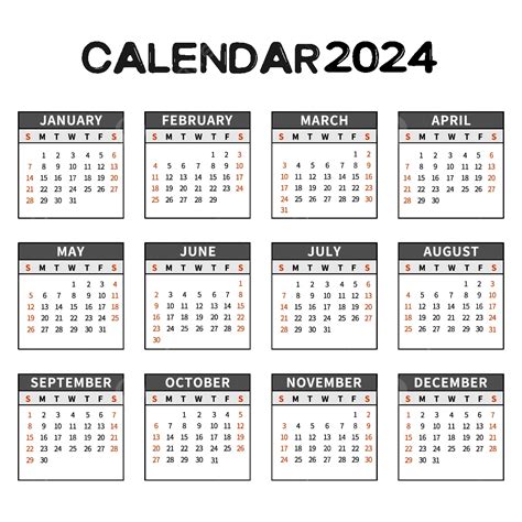 Calendario 2024 Con Negro Y Amarillo Vector Png Calen Vrogue Co