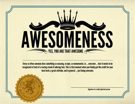 Awesomeness Certificates Awesomeness Pinterest Certificate And