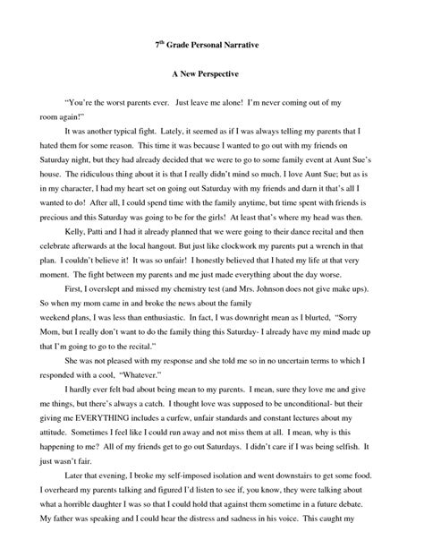 Narrative Essay Examples 7th Grade Writings And Essays