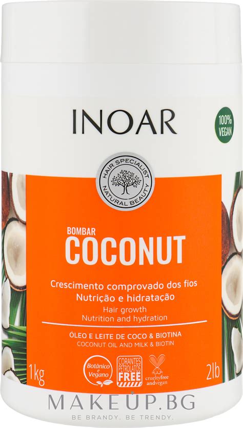 Inoar Coconut Bombar Hair Growth Маска за растеж на косата с кокос и биотин Makeupbg