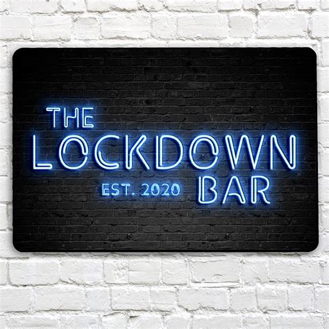 The Lockdown Bar blue neon sign