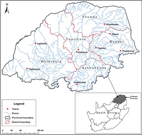 Map Of The Limpopo Province In South Africa Showing Its Districts And