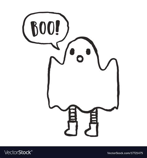 Cute Hand Drawn Funny Ghost Royalty Free Vector Image