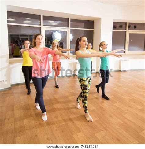 Girls Learn Defile Dance Large Classroom Stock Photo 745154284