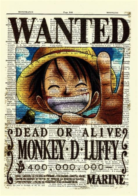 One Piece Luffy Anime Dictionary Art Print Poster Wanted Picture Manga Book Ebay