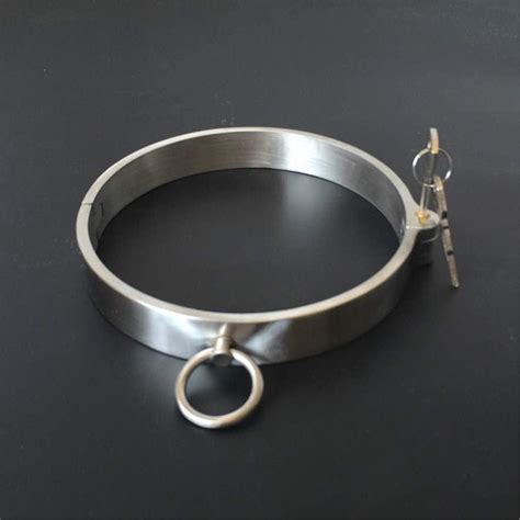 solid stainless steel slave restraints posture collar bdsm bondage lock neck collar