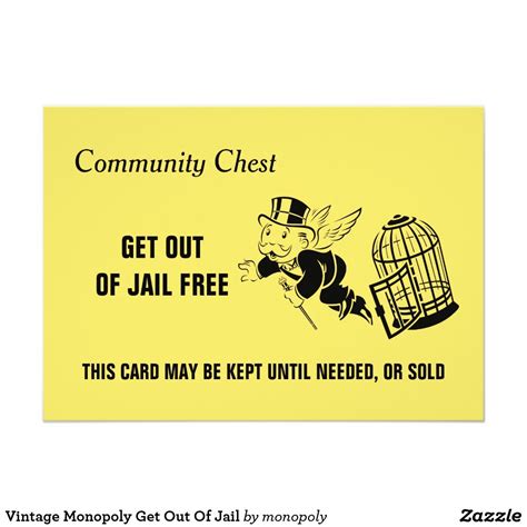 Vintage Monopoly Get Out Of Jail In 2021 Card Templates Free Business Card