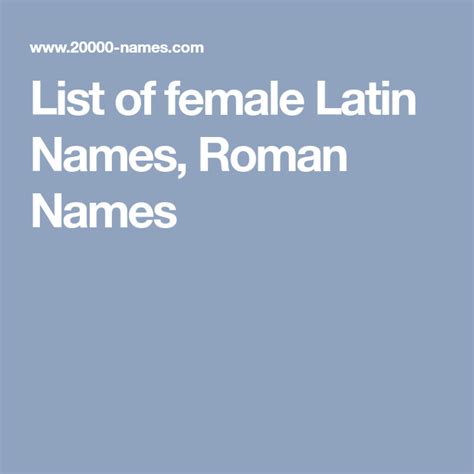 List Of Female Latin Names Roman Names Roman Names Roman Latin Latin