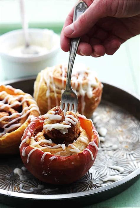 Maybe you would like to learn more about one of these? Cinnamon Roll Stuffed Baked Apples | Creme De La Crumb