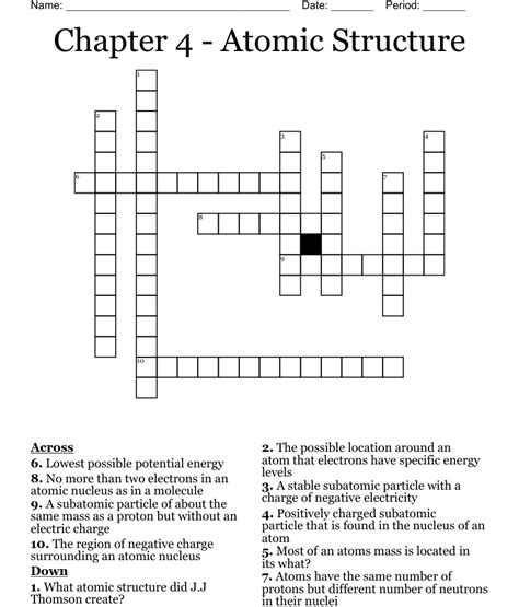 Chapter 4 Atomic Structure Crossword Wordmint