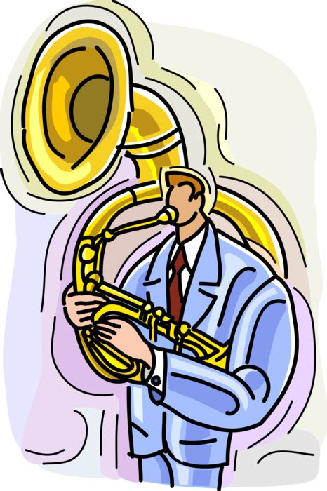 Vector Illustration Of Musician Playing Tuba Large Tocando Tuba Png