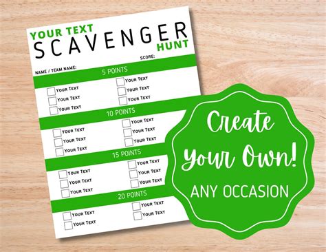 Scavenger Hunt Template Customize To Meet Your Needs For Etsy