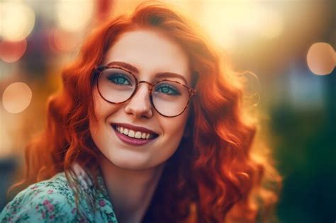 Premium Ai Image Curly Ginger Woman Red Hair Generate Ai