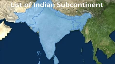 List Of Indian Subcontinent