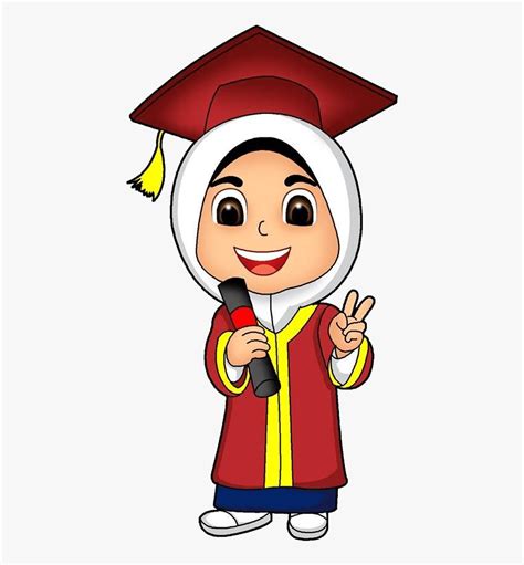 Gambar Toga Wisuda Kartun Anak Muslim Png Download Muslim Graduation