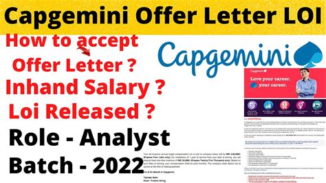 Capgemini Offer Letter 2022 For Freshers Capgemini Loi Acceptance