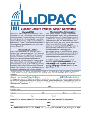 Fillable Online Bipac LuDPAC Authorization Bipac Bipac Fax Email
