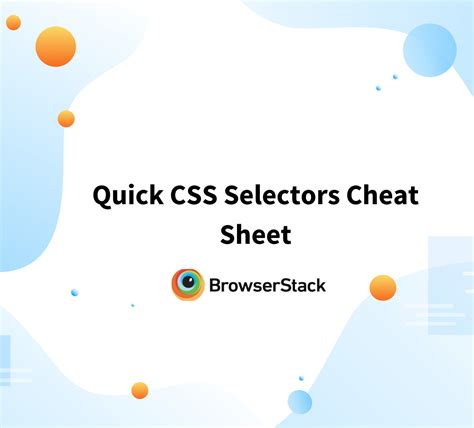 Css Selectors Cheat Sheet Basic And Advanced Browserstack