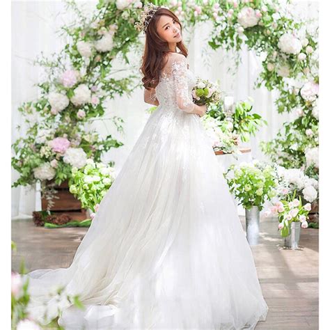 Usd 7073 Korean Wedding Dress Bride Wedding Word Shoulder Long