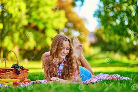 Beautiful Girl Having A Picnic In Park Stock Image Image Of Person Pretty 48760021