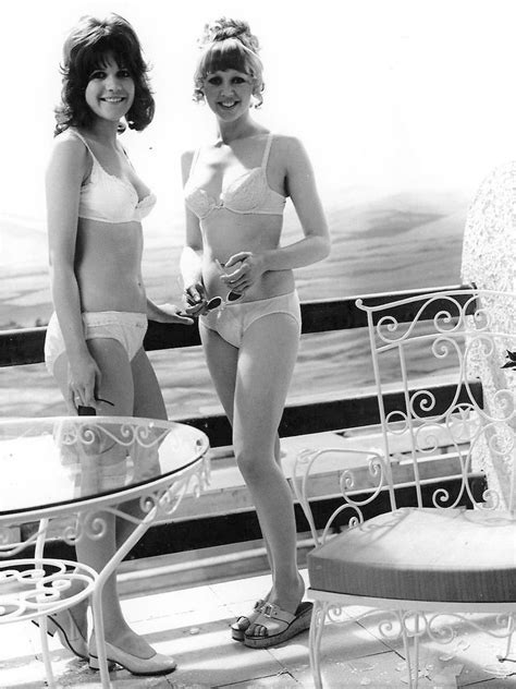 Sally Geeson And Carol Hawkins During Filming Of Carry On Abroad 1972