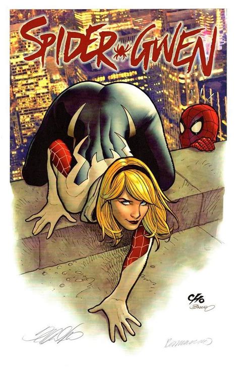 Spider Gwen And Spider Man Art Print Signed By Frank Cho And Brandon