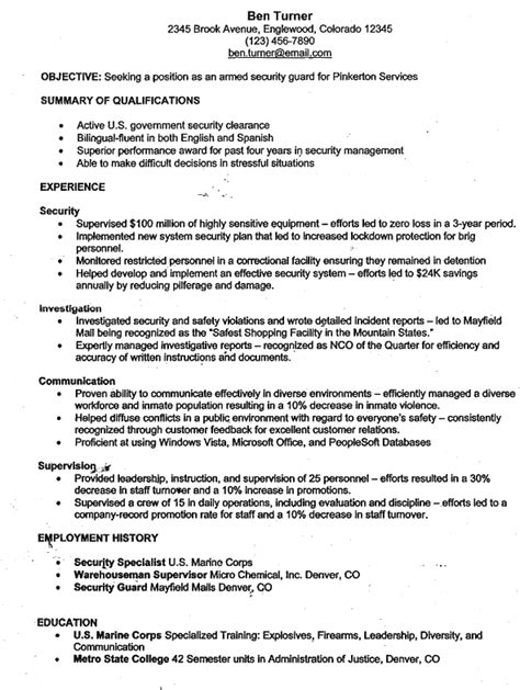 What every security officer resume needs to include is a strong list of professionally presented experience. Armed Security Guard Resume Sample | RESUMESDESIGN ...