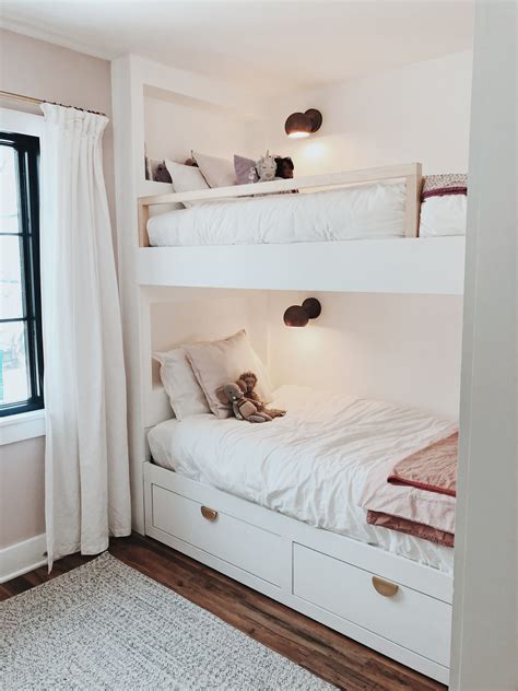 Built In Bunk Ikea Bed Hack Diy Bunk Bed Shared Girls Room Bunk