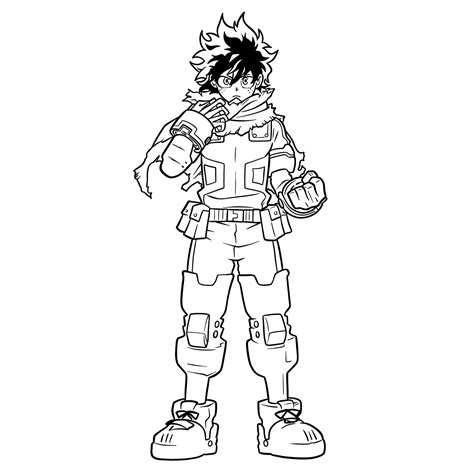 How To Draw Deku In Costume Zeta Sketchok Easy Drawing