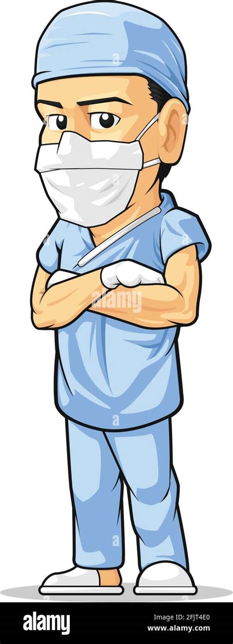 Surgeon Operating Doctor Medical Cartoon Illustration Vector Drawing