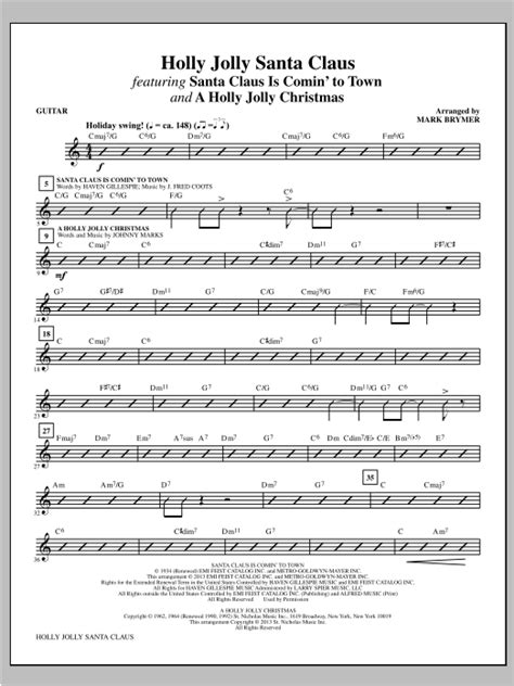 Holly Jolly Santa Claus Guitar Sheet Music Mark Brymer Choir