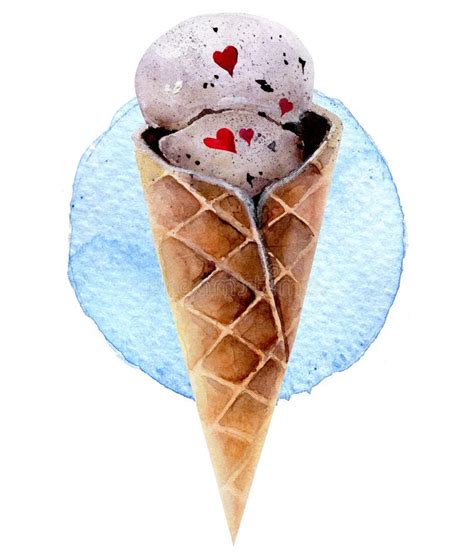 Ice Cream Waffle Cone Watercolors Stock Illustrations 11 Ice Cream