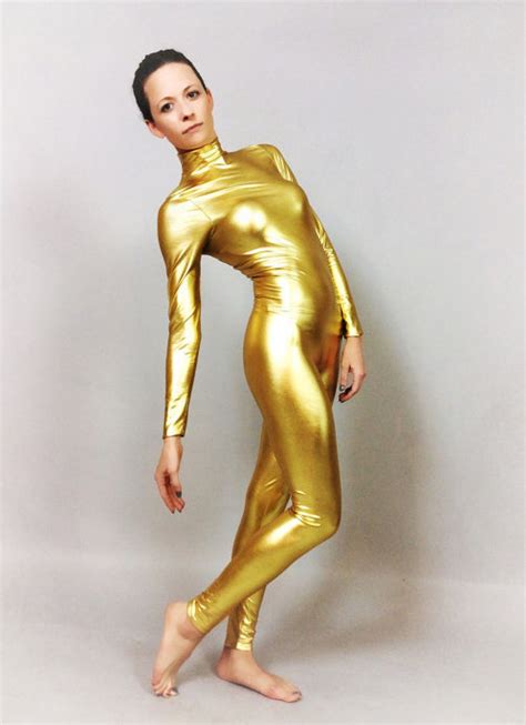 Gold Shiny Spandex Wetlook Catsuit [15111328] 24 99 Superhero Costumes Online Store