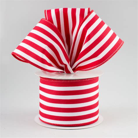 25 Vertical Stripe Ribbon Red And White 10 Yards Rx913667